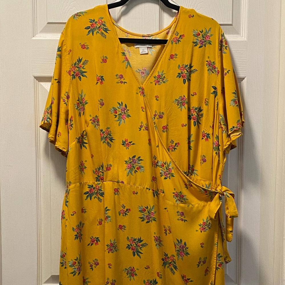 Peyton & Parker Yellow Floral Sundress Wrap Dress Size 2X